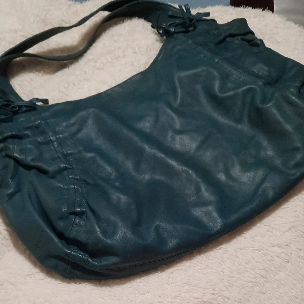 DKNY Blue Shoulder Bag with Ruched Details